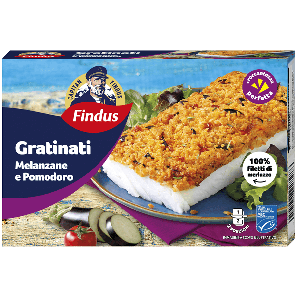 gratinati findus - merluzzo alle melanzane e pomodori