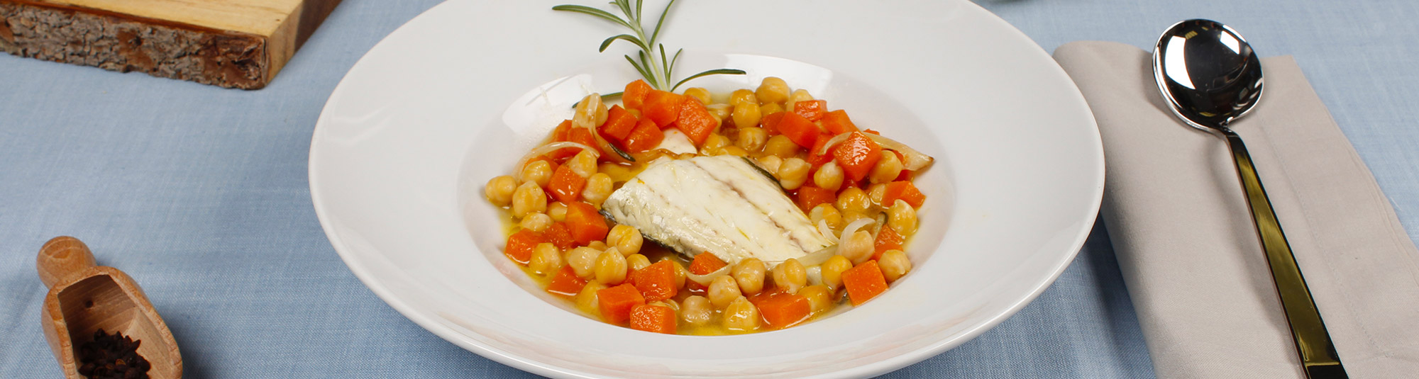 Branzino in zuppa di ceci e zucca - Ricette Findus