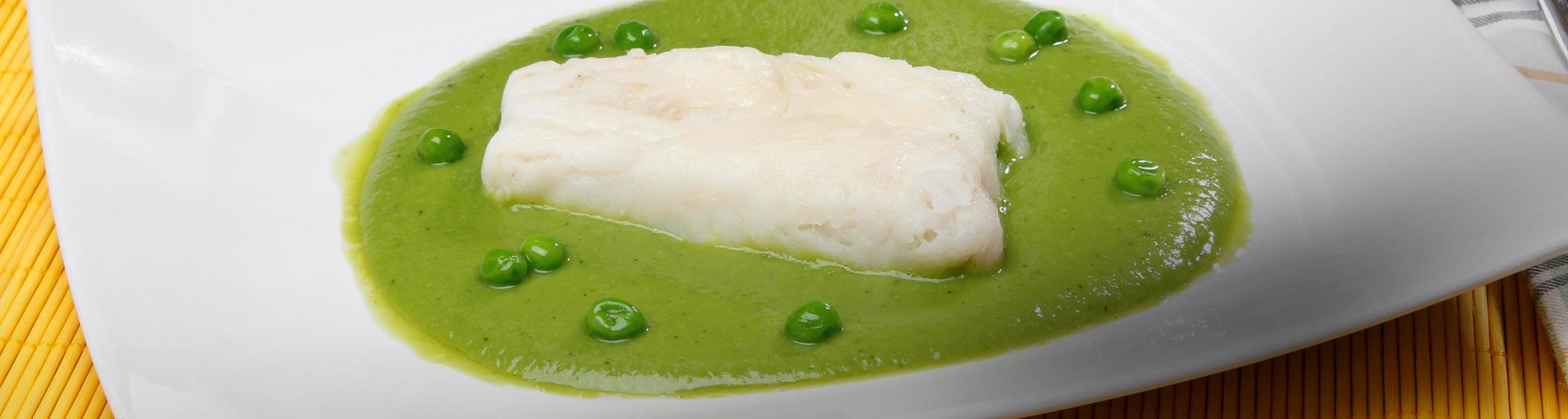 Filetti di Merluzzo su crema di Piselli alla menta
