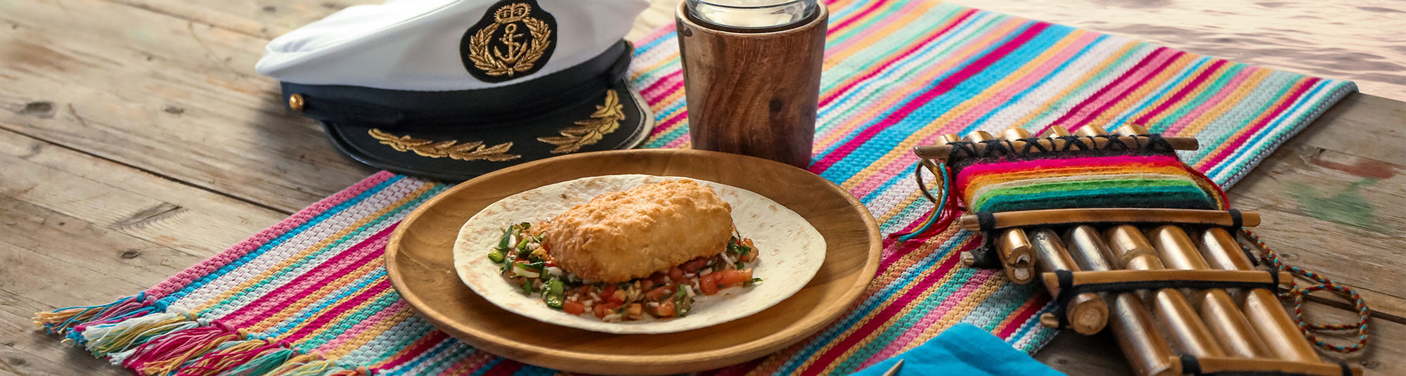 Tortilla con Salmone pastellato e Pebre Cileno