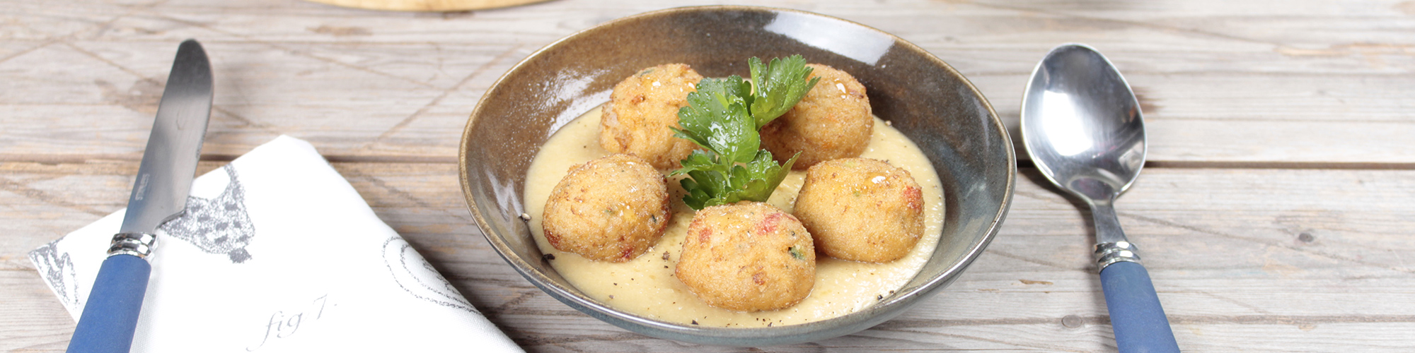 Polpette di Merluzzo e zucchine su crema di ceci – Ricetta Findus