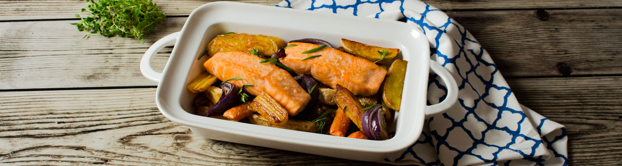 Rezept für Lachs mit Ofengemüse